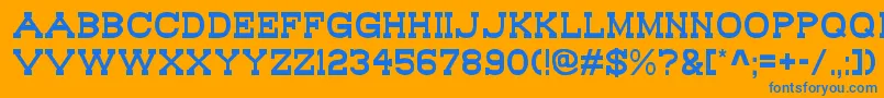 Bouweste-Schriftart – Blaue Schriften auf orangefarbenem Hintergrund