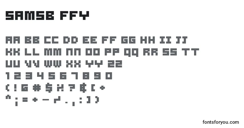 Schriftart Samsb ffy – Alphabet, Zahlen, spezielle Symbole