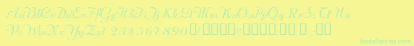 Valletortssk-Schriftart – Grüne Schriften auf gelbem Hintergrund