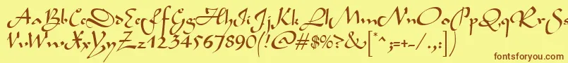 BavandRegular-fontti – ruskeat fontit keltaisella taustalla