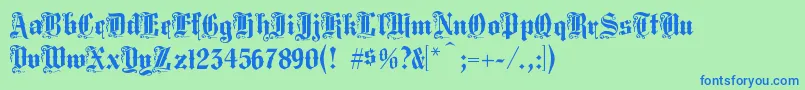 Middlesaxonytext Font – Blue Fonts on Green Background