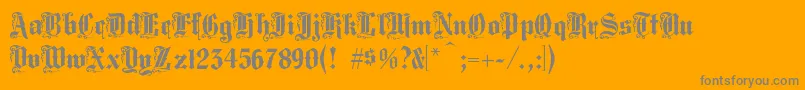 Middlesaxonytext-Schriftart – Graue Schriften auf orangefarbenem Hintergrund
