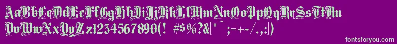 Fonte Middlesaxonytext – fontes verdes em um fundo violeta