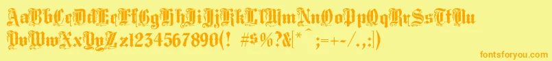 Fonte Middlesaxonytext – fontes laranjas em um fundo amarelo