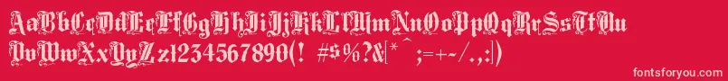 Fonte Middlesaxonytext – fontes rosa em um fundo vermelho
