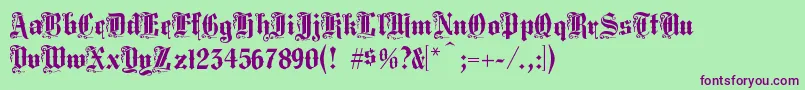 Middlesaxonytext Font – Purple Fonts on Green Background