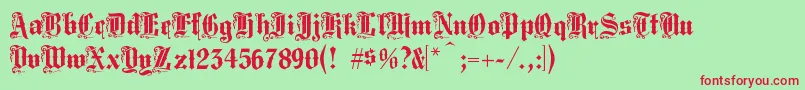 Middlesaxonytext Font – Red Fonts on Green Background