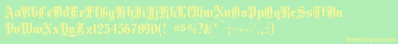 Middlesaxonytext-Schriftart – Gelbe Schriften auf grünem Hintergrund