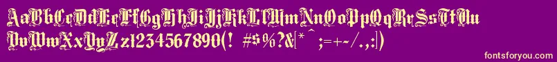 Czcionka Middlesaxonytext – żółte czcionki na fioletowym tle