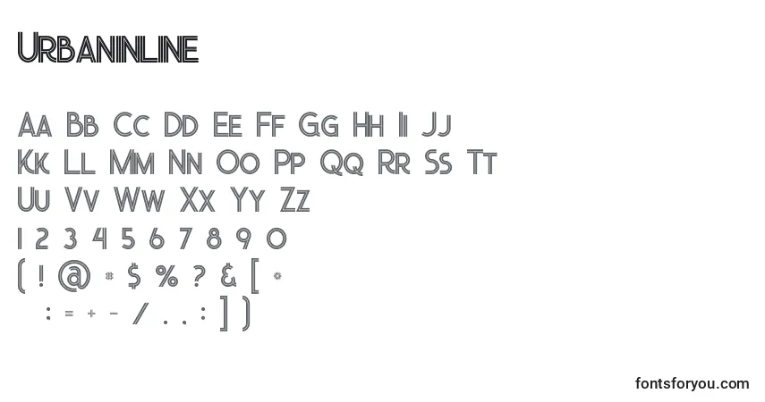 A fonte Urbaninline – alfabeto, números, caracteres especiais