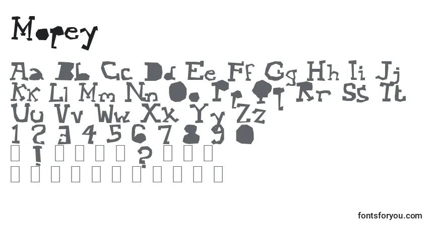 Fuente Mopey - alfabeto, números, caracteres especiales