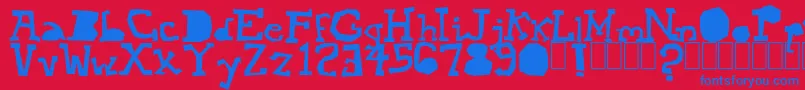 Mopey Font – Blue Fonts on Red Background