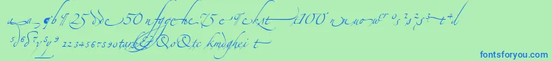 AlexandraZeferinoOrnamental-Schriftart – Blaue Schriften auf grünem Hintergrund