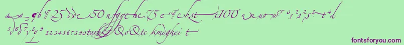AlexandraZeferinoOrnamental-fontti – violetit fontit vihreällä taustalla