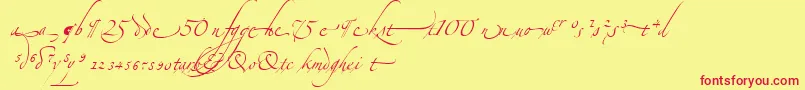 AlexandraZeferinoOrnamental-Schriftart – Rote Schriften auf gelbem Hintergrund