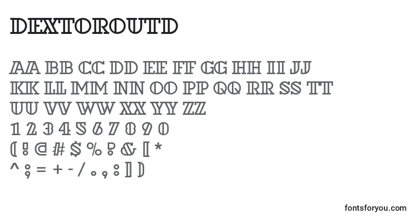 Schriftart Dextoroutd – Alphabet, Zahlen, spezielle Symbole