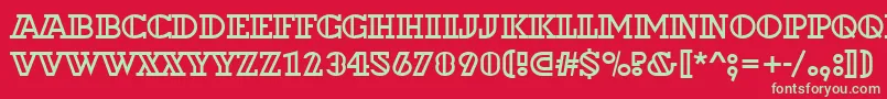 フォントDextoroutd – 赤い背景に緑の文字