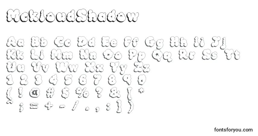 MckloudShadowフォント–アルファベット、数字、特殊文字