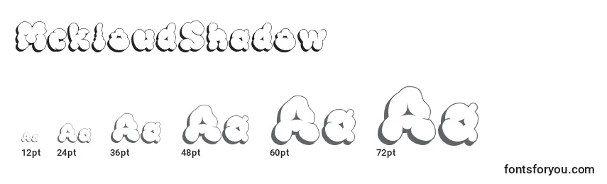 Размеры шрифта MckloudShadow