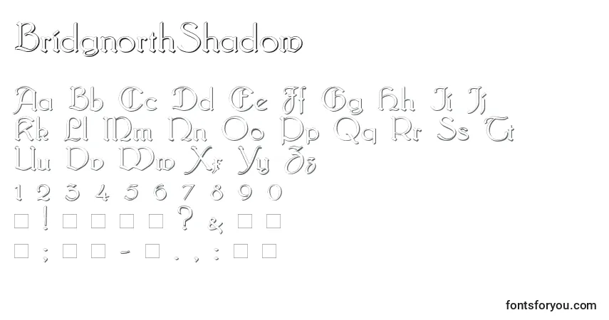 Fuente BridgnorthShadow - alfabeto, números, caracteres especiales