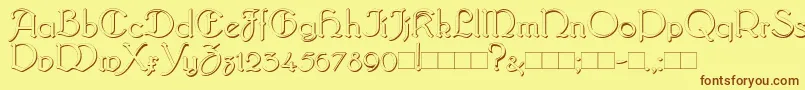 Weitere Informationen zur BridgnorthShadow-Schriftart BridgnorthShadow-Schriftart – Braune Schriften auf gelbem Hintergrund