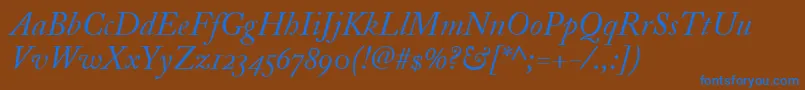 AdobeCaslonItalicosf Font – Blue Fonts on Brown Background