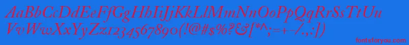 AdobeCaslonItalicosf Font – Red Fonts on Blue Background