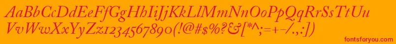 AdobeCaslonItalicosf Font – Red Fonts on Orange Background