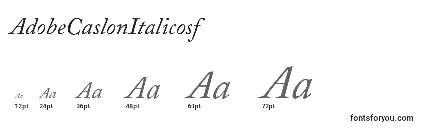 Размеры шрифта AdobeCaslonItalicosf