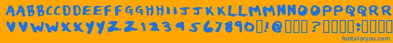 EauDeToilet-Schriftart – Blaue Schriften auf orangefarbenem Hintergrund