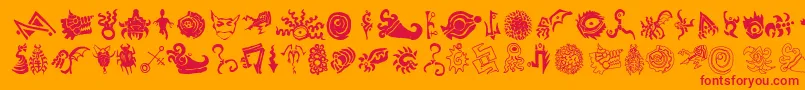 CathzuluExtraz Font – Red Fonts on Orange Background