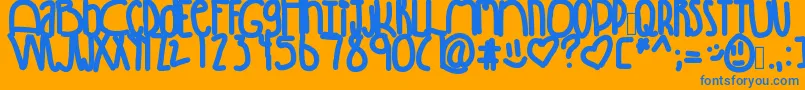 フォントWinning – オレンジの背景に青い文字