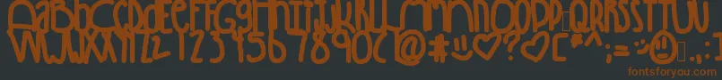 Weitere Informationen zur Winning-Schriftart Winning-Schriftart – Braune Schriften auf schwarzem Hintergrund