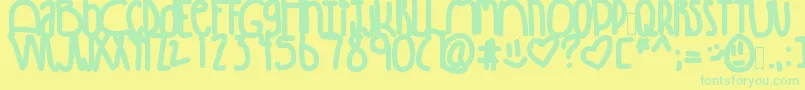 Winning-Schriftart – Grüne Schriften auf gelbem Hintergrund
