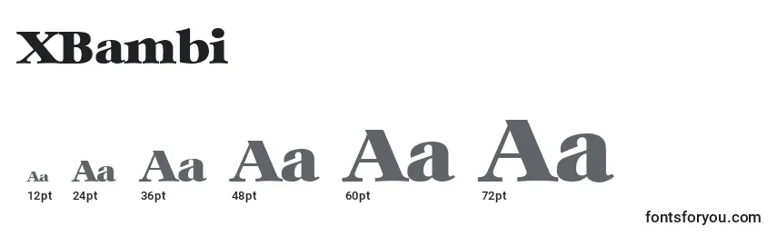 sizes of xbambi font, xbambi sizes