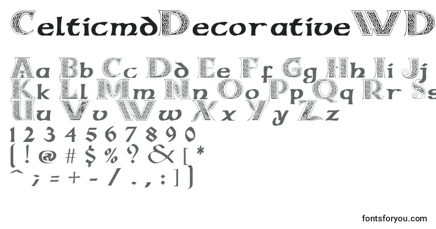 A fonte CelticmdDecorativeWDropCaps – alfabeto, números, caracteres especiais