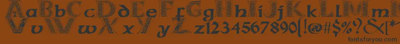 Weitere Informationen zur CelticmdDecorativeWDropCaps-Schriftart CelticmdDecorativeWDropCaps-Schriftart – Schwarze Schriften auf braunem Hintergrund