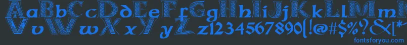 Czcionka CelticmdDecorativeWDropCaps – niebieskie czcionki na czarnym tle
