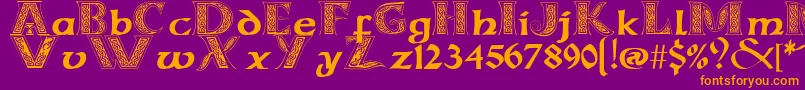 CelticmdDecorativeWDropCaps Font – Orange Fonts on Purple Background