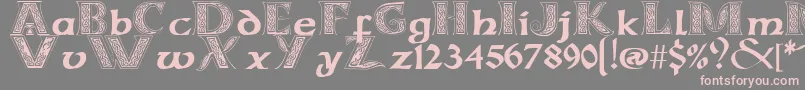 Fonte CelticmdDecorativeWDropCaps – fontes rosa em um fundo cinza