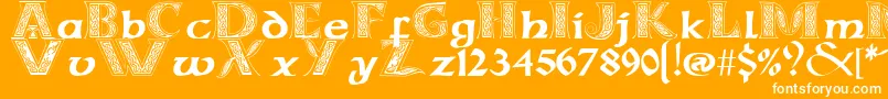 CelticmdDecorativeWDropCaps Font – White Fonts on Orange Background