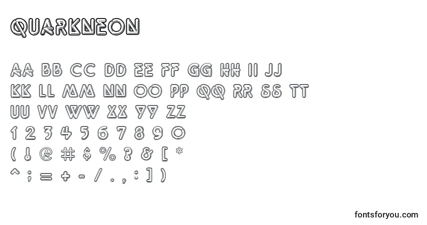 A fonte Quarkneon – alfabeto, números, caracteres especiais