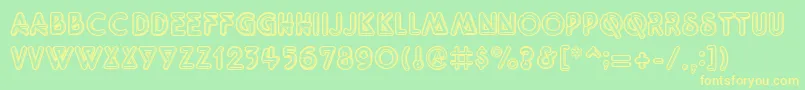 フォントQuarkneon – 黄色の文字が緑の背景にあります