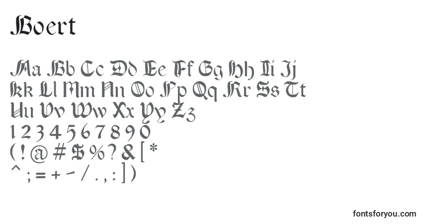 Czcionka Boert – alfabet, cyfry, specjalne znaki