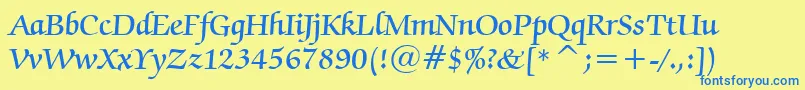 ZapfChanceryDemiBt Font – Blue Fonts on Yellow Background