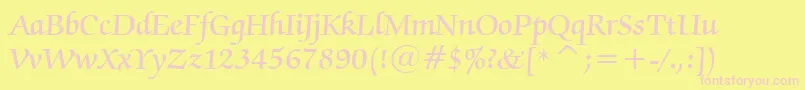 ZapfChanceryDemiBt-fontti – vaaleanpunaiset fontit keltaisella taustalla