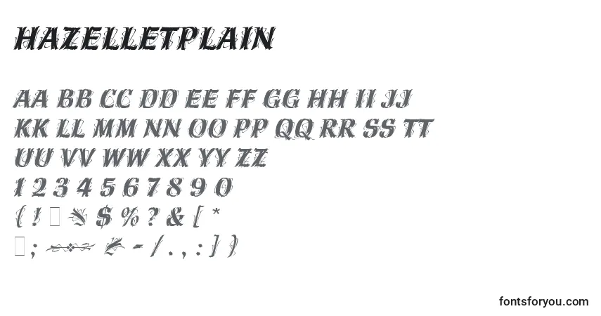 HazelLetPlain-fontti – aakkoset, numerot, erikoismerkit