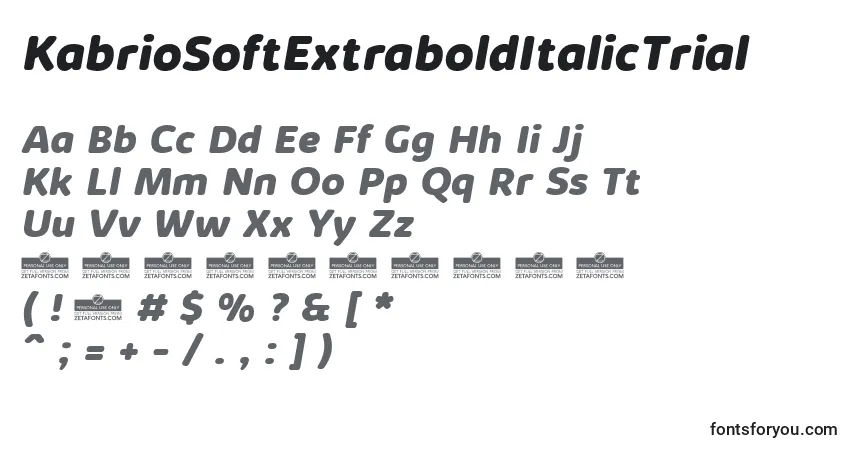 Czcionka KabrioSoftExtraboldItalicTrial – alfabet, cyfry, specjalne znaki
