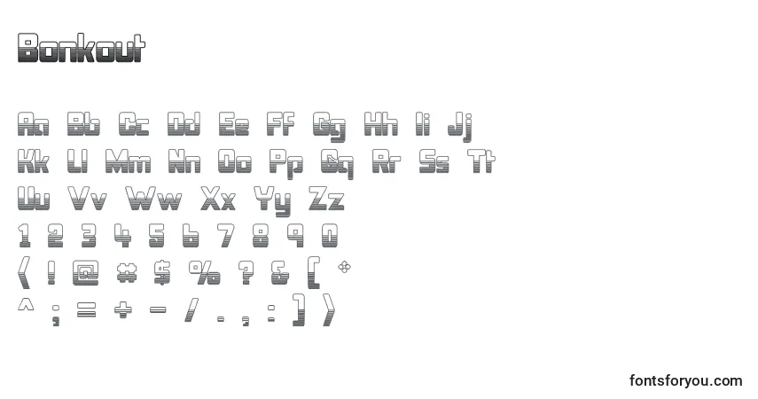 A fonte Bonkout – alfabeto, números, caracteres especiais
