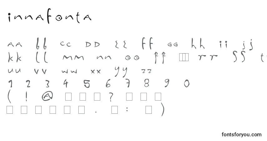 Schriftart InnaFonta – Alphabet, Zahlen, spezielle Symbole